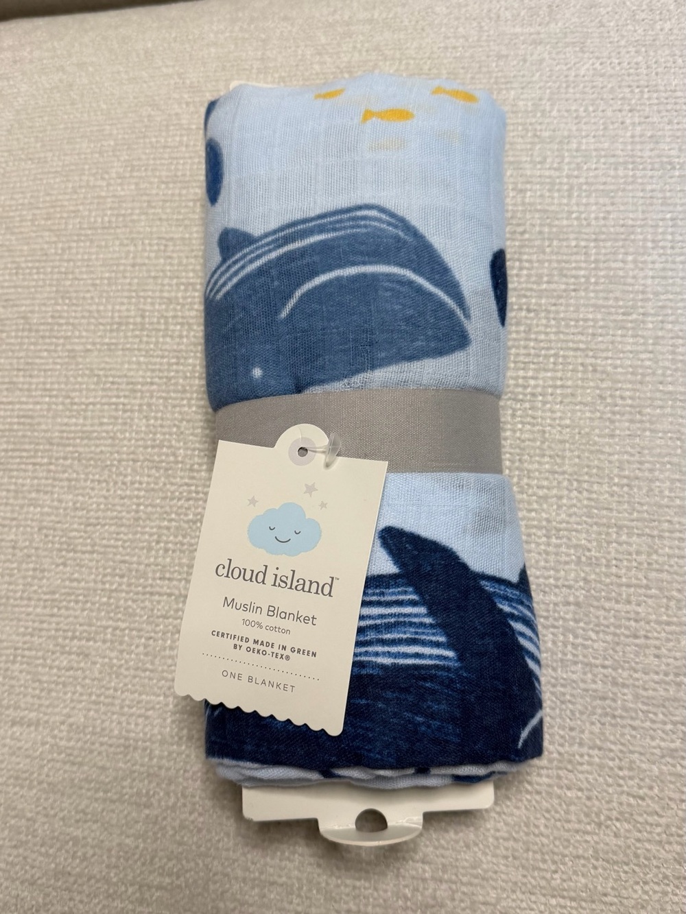Cloud Island Muslin blanket Spring Garden Blue and White for baby wrapping